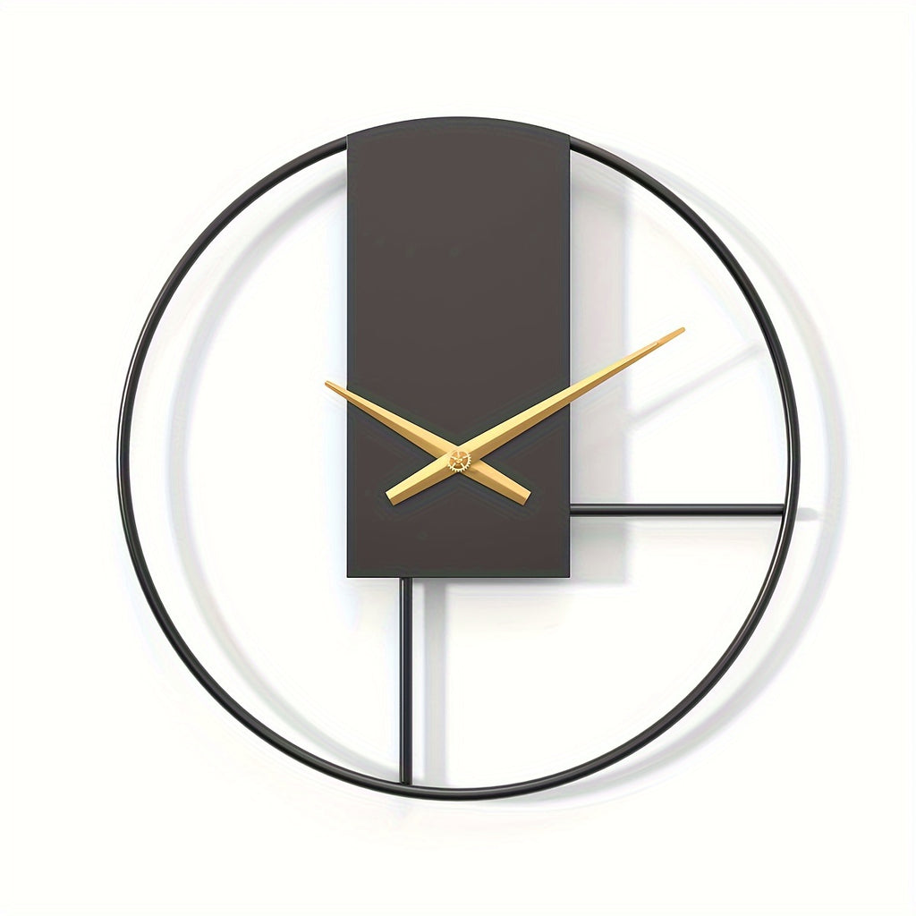 Horloge murale design en métal noir 40 cm, cadran sans chiffres