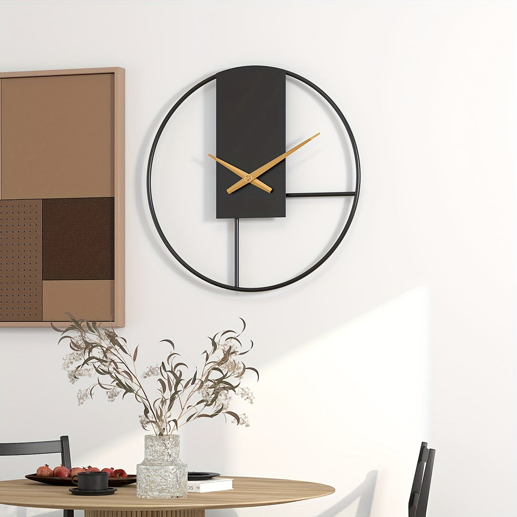 Horloge murale design en métal noir 40 cm, cadran sans chiffres
