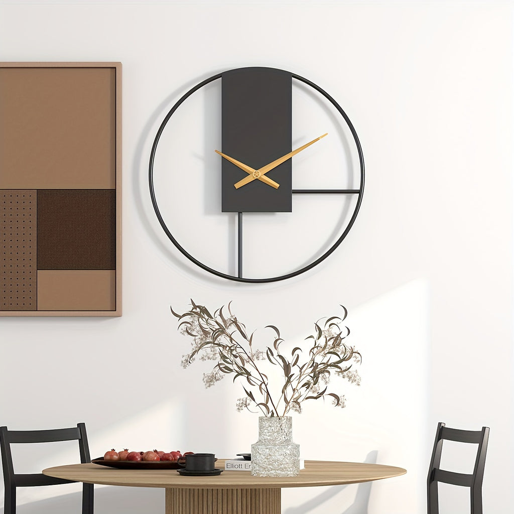 Horloge murale design en métal noir 40 cm, cadran sans chiffres