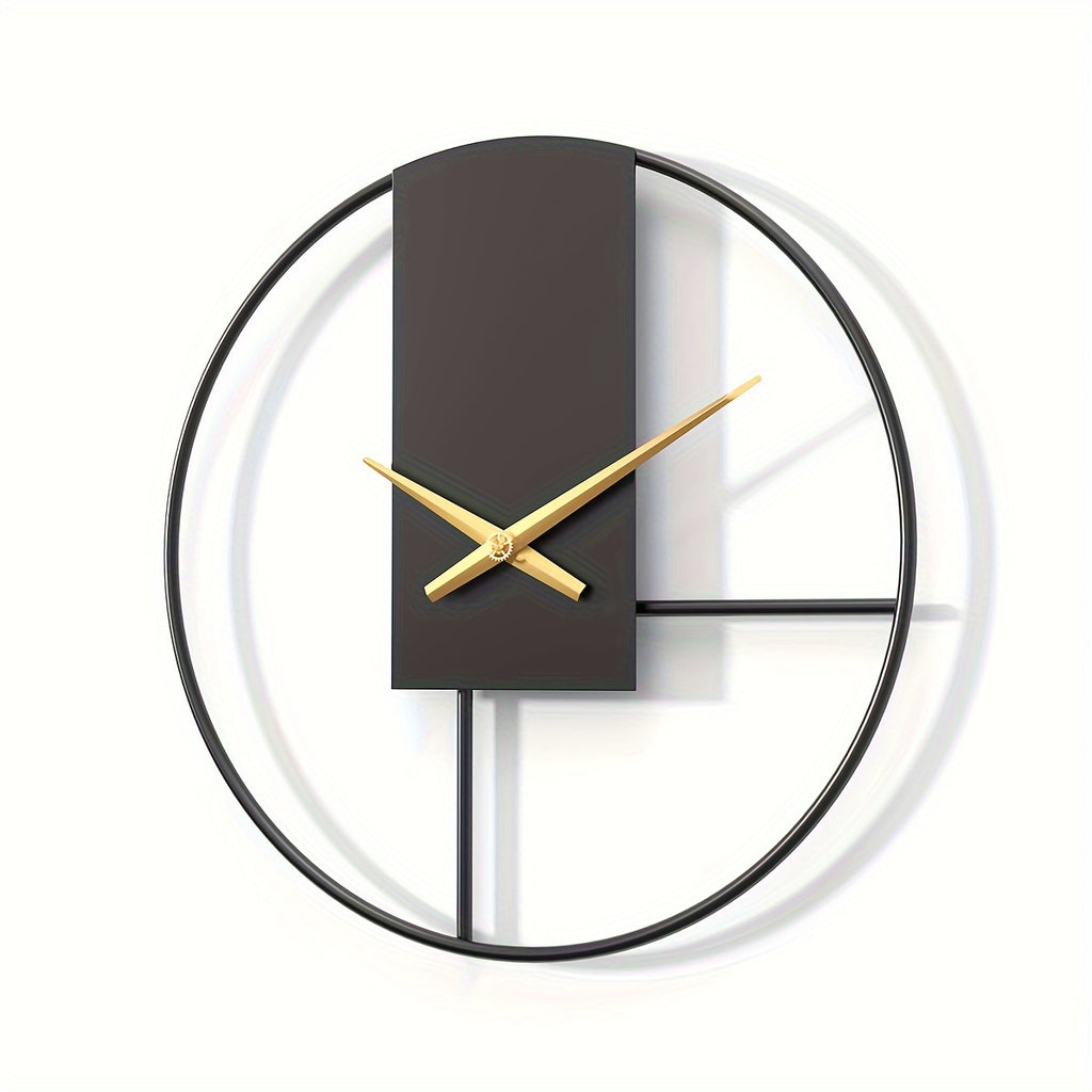 Horloge murale design en métal noir 40 cm, cadran sans chiffres