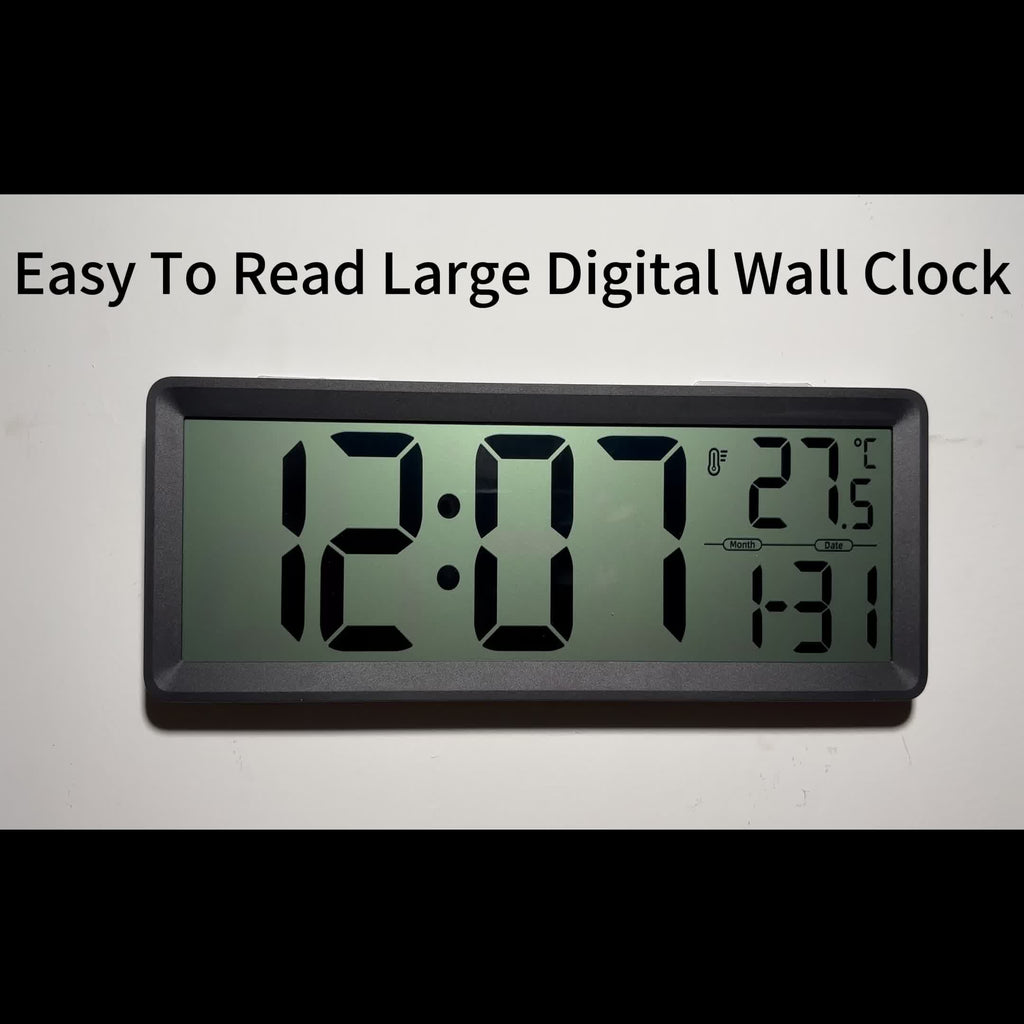 Horloge murale LCD à repère de perçage, noire ou blanche