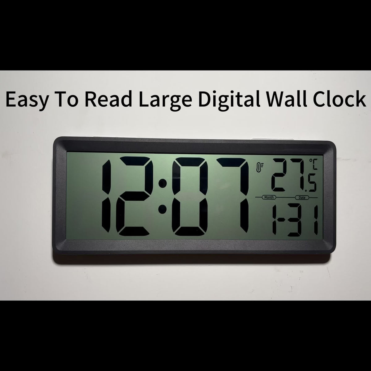 Horloge murale LCD à repère de perçage, noire ou blanche