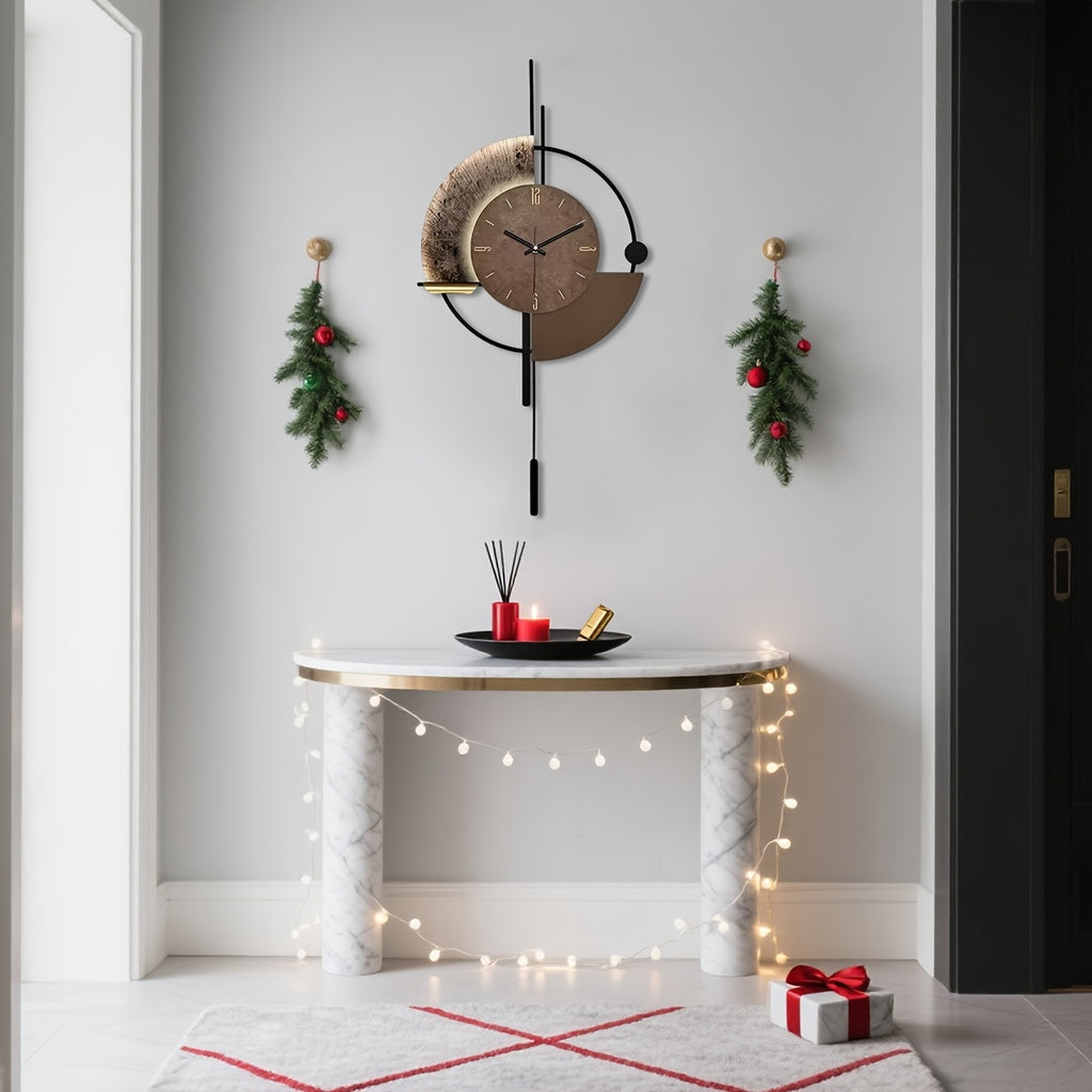 Horloge murale géante en métal et bambou, 80 cm de haut