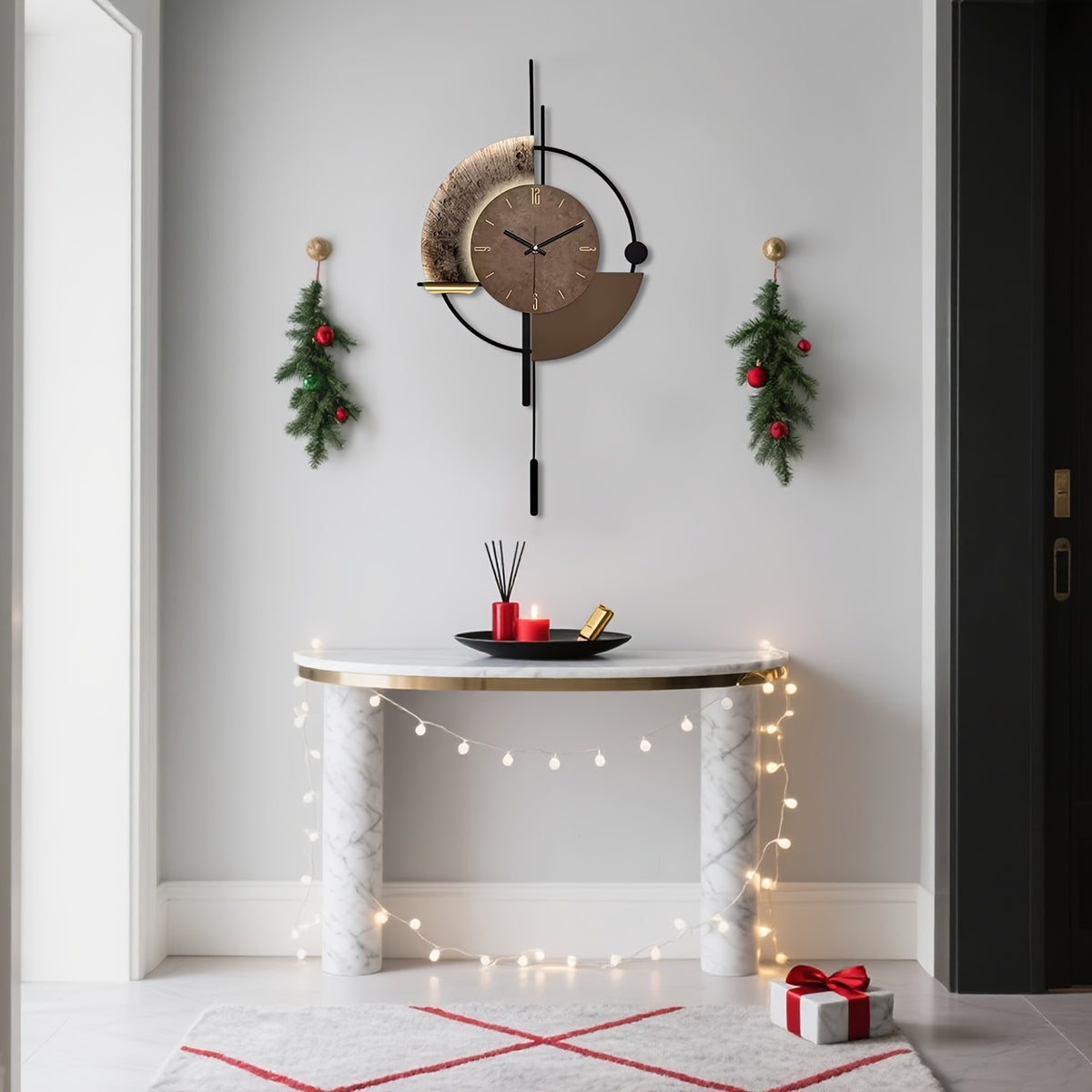 Horloge murale géante en métal et bambou, 80 cm de haut