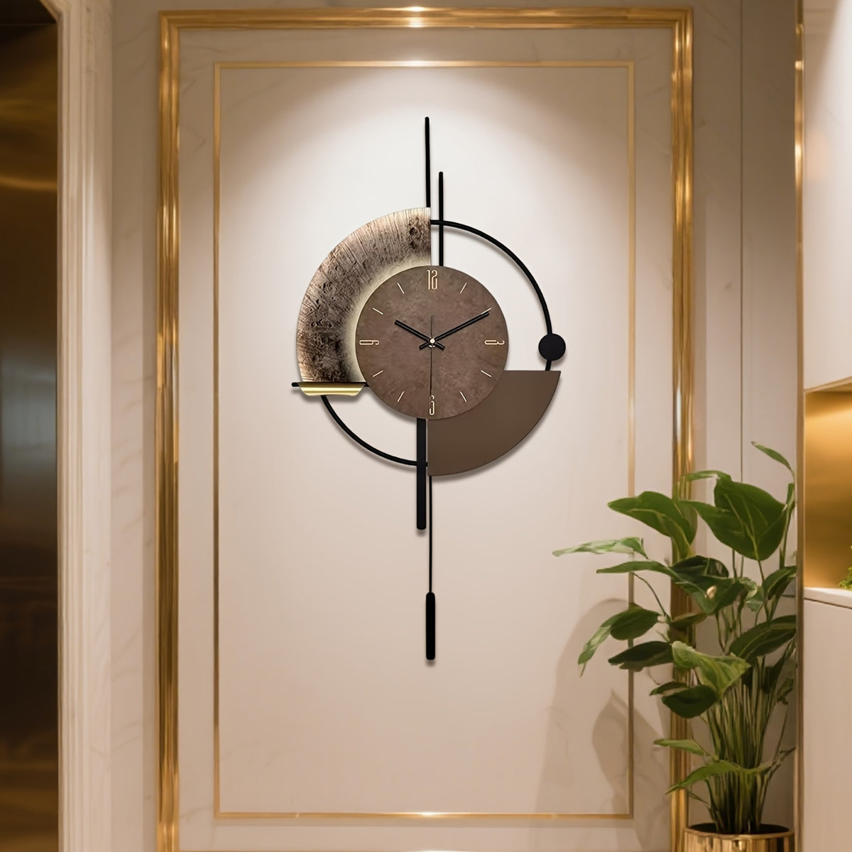 Horloge murale géante en métal et bambou, 80 cm de haut
