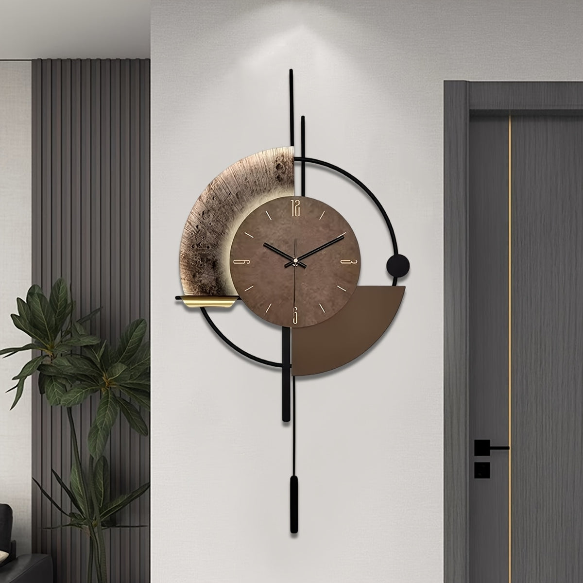Horloge murale géante en métal et bambou, 80 cm de haut
