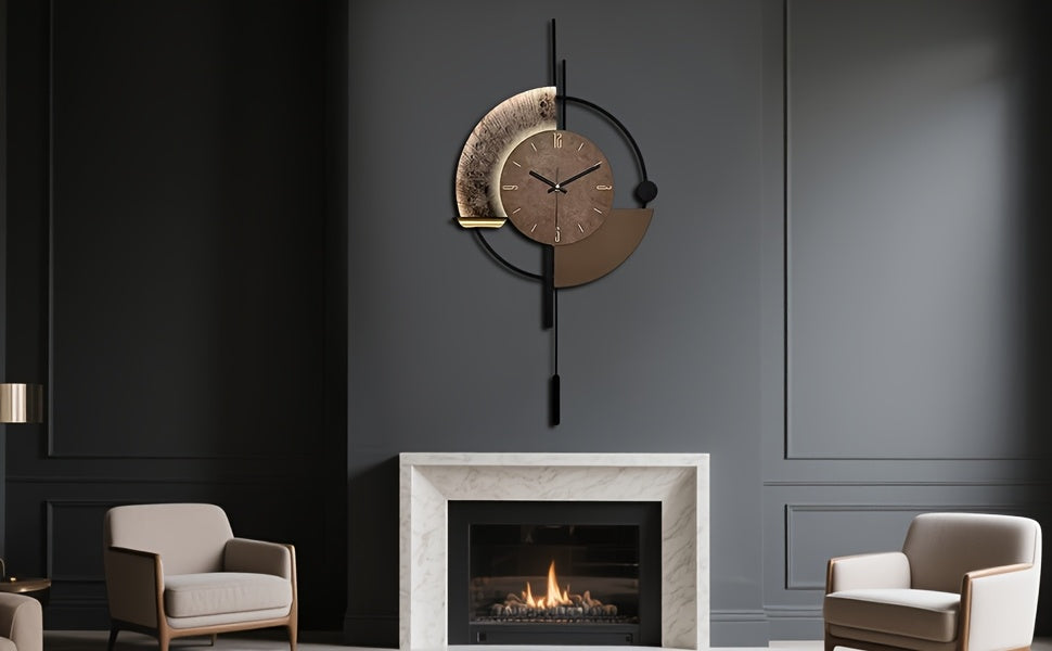Horloge murale géante en métal et bambou, 80 cm de haut