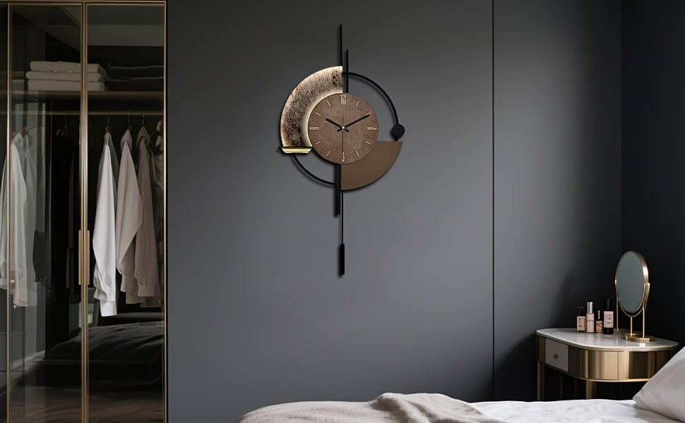 Horloge murale géante en métal et bambou, 80 cm de haut