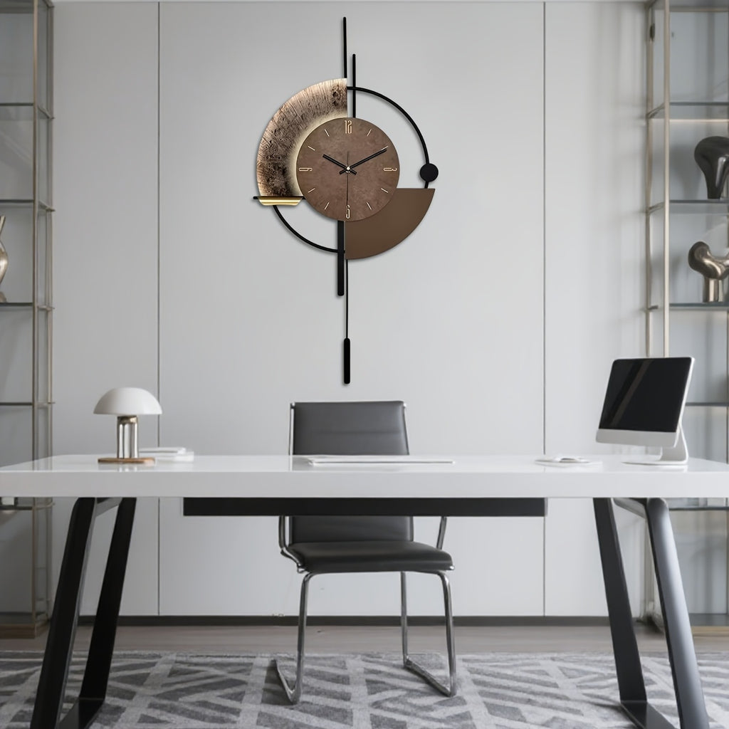 Horloge murale géante en métal et bambou, 80 cm de haut