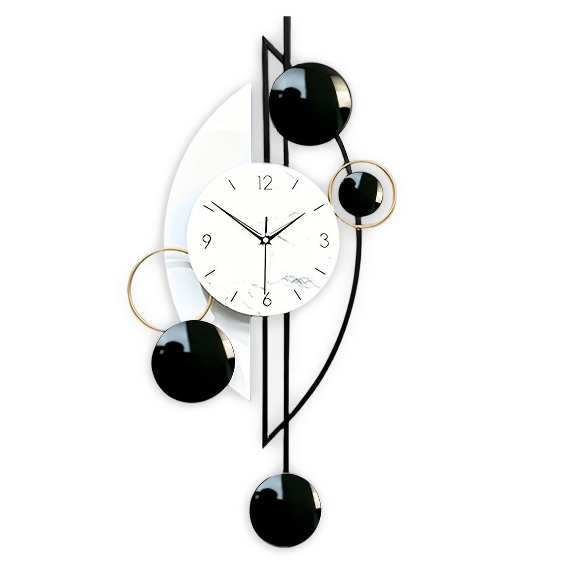 Horloge murale géante noir et blanc de 81 cm à cadran marbré