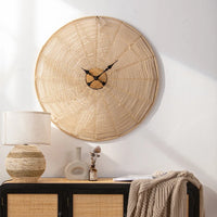 Horloge murale géante en rotin tressé 60 ou 80 cm, style boho