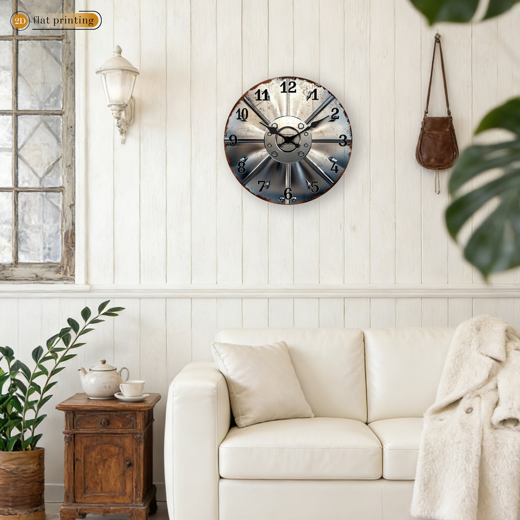 Horloge murale industrielle effet métal rouillé, 25 à 41 cm