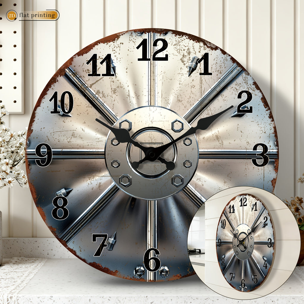 Horloge murale industrielle effet métal rouillé, 25 à 41 cm