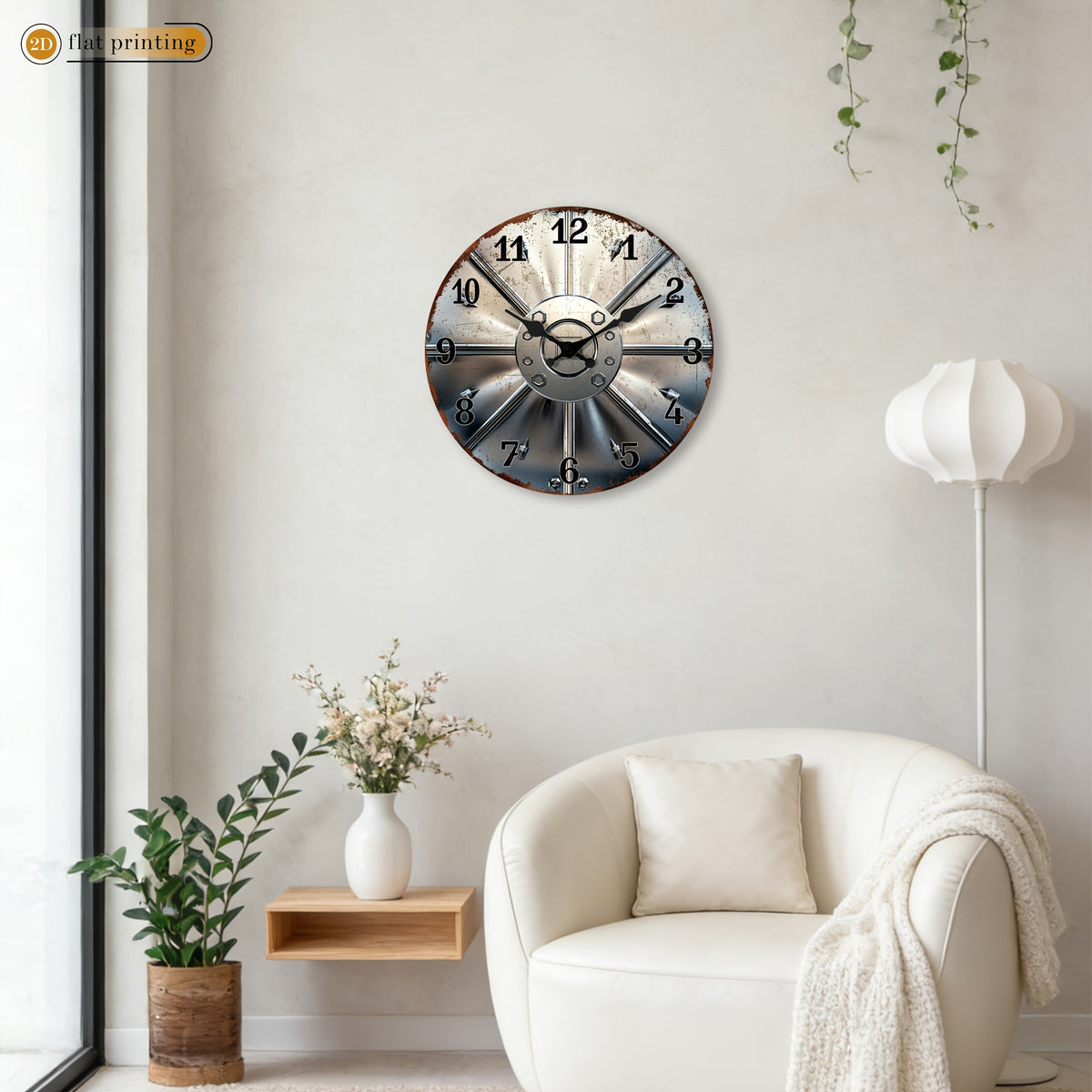 Horloge murale industrielle effet métal rouillé, 25 à 41 cm