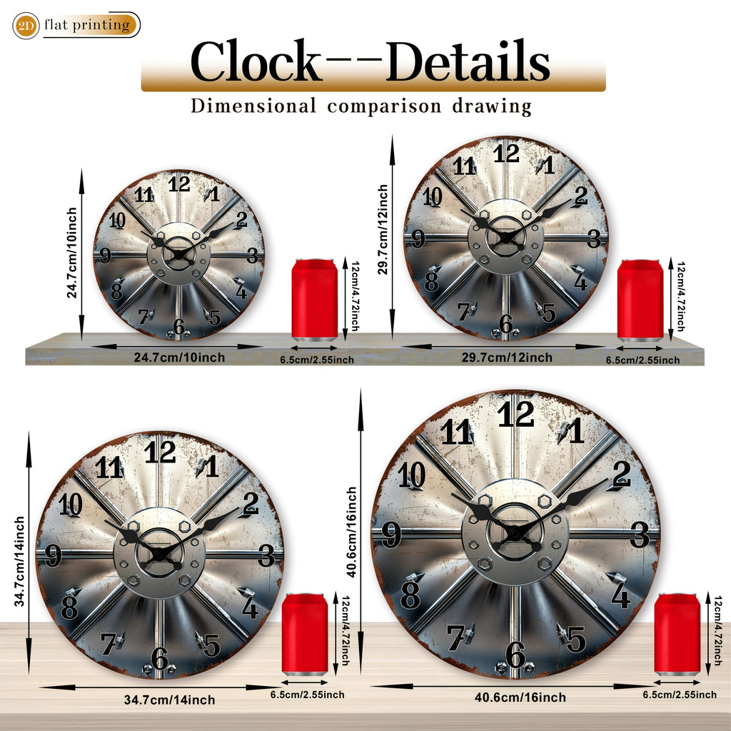 Horloge murale industrielle effet métal rouillé, 25 à 41 cm