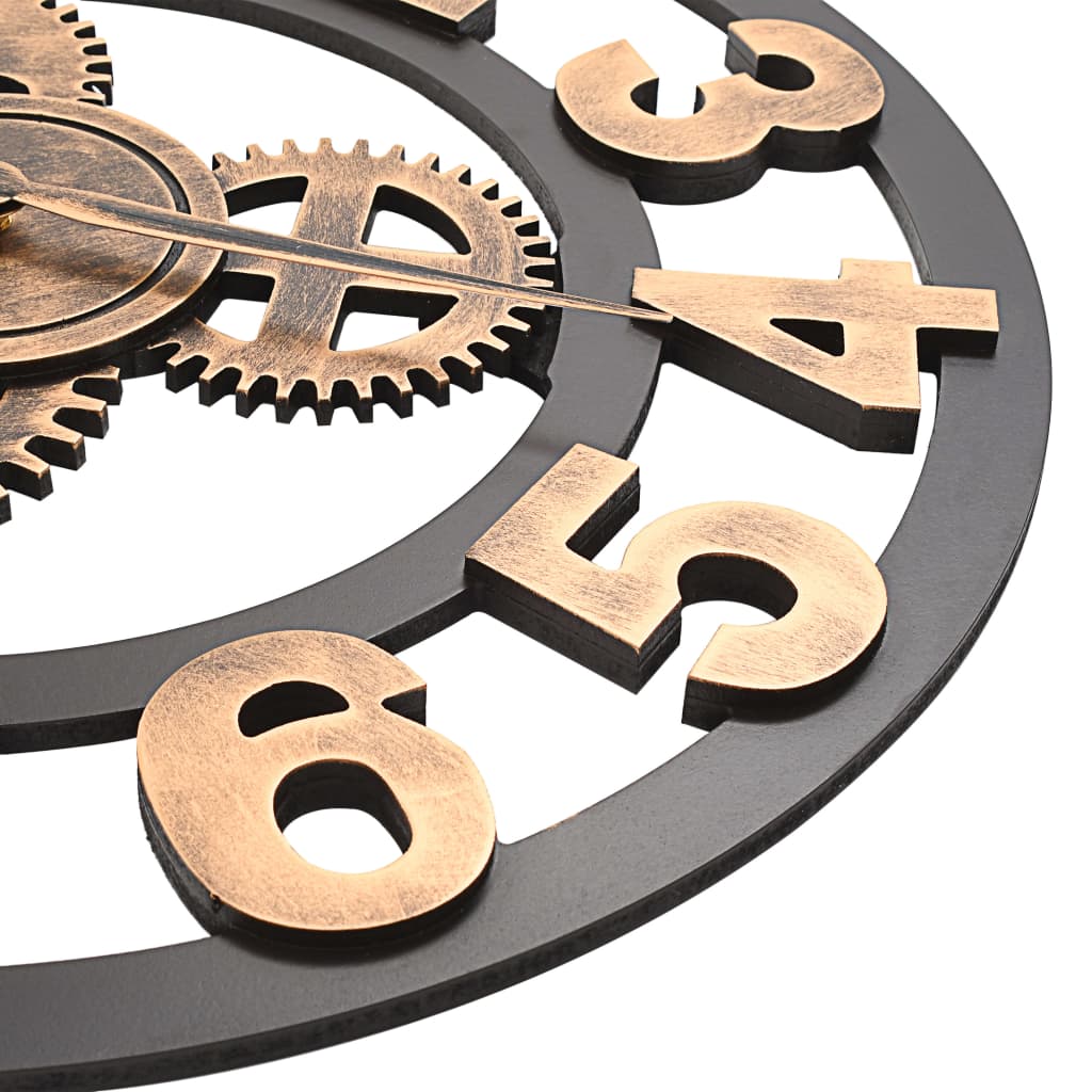 Horloge murale industrielle Ø 58 cm à engrenages cuivrés