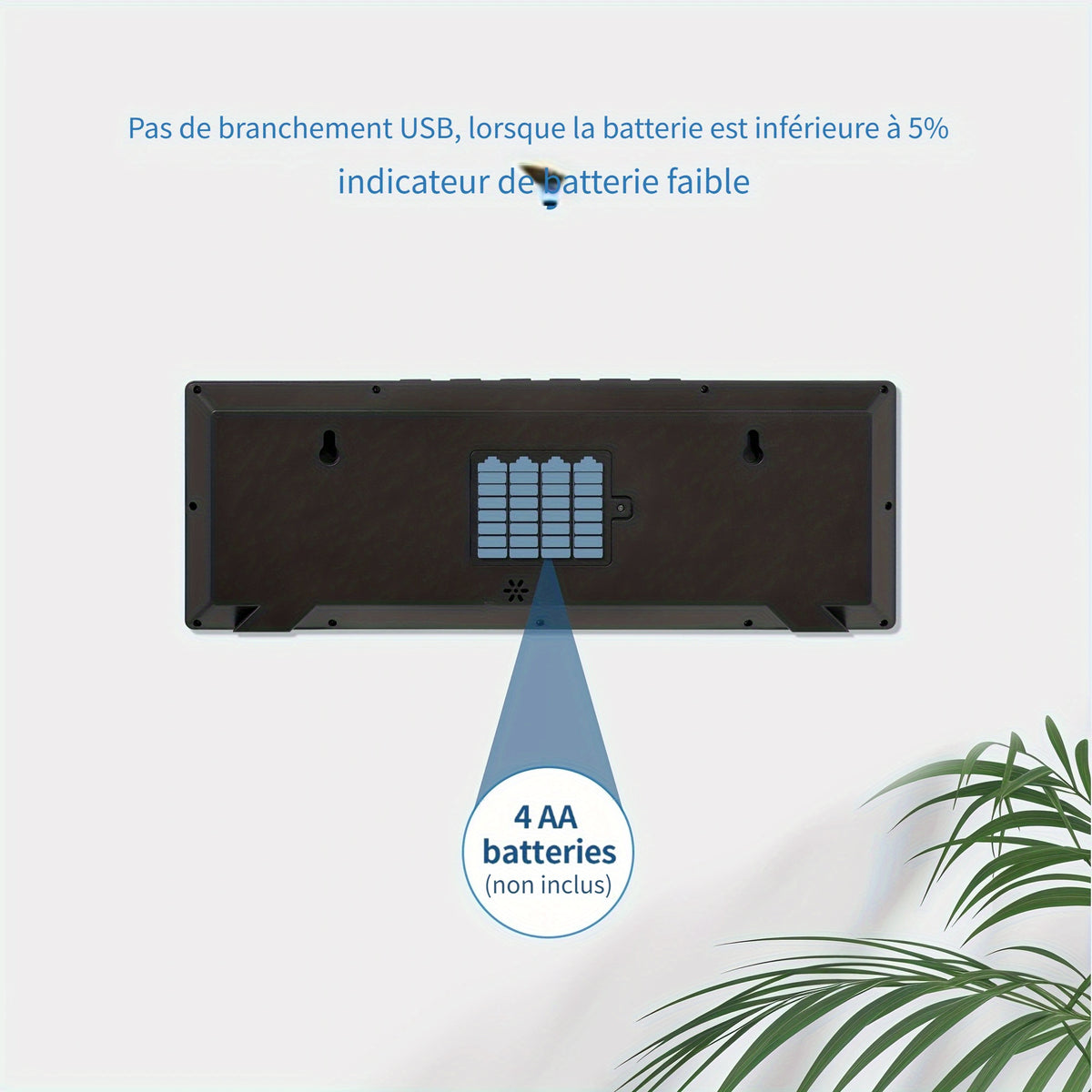 Horloge murale numérique 37 cm à écran LCD non réfléchissant