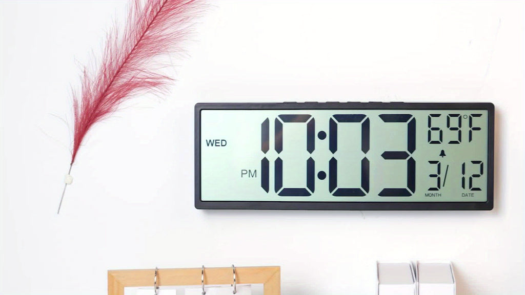 Horloge murale numérique 37 cm à écran LCD non réfléchissant
