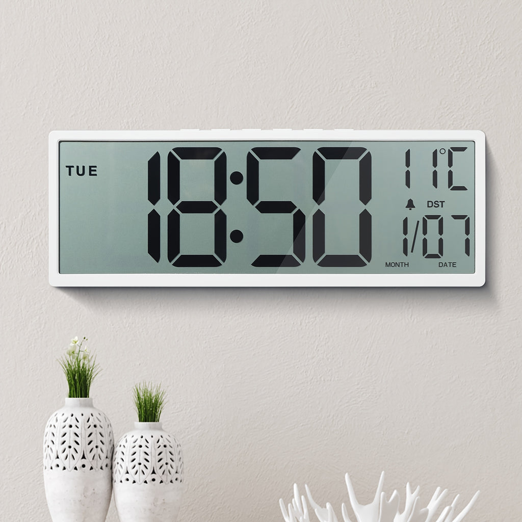 Horloge murale numérique 37 cm à écran LCD non réfléchissant