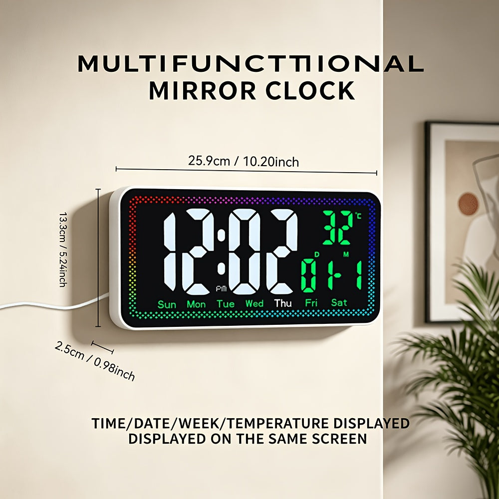 Horloge murale LED 26 cm à bordure lumineuse multicolore