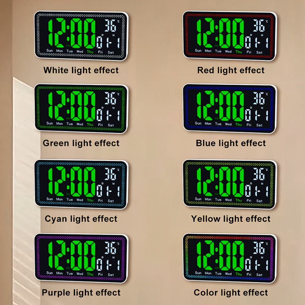 Horloge murale LED 26 cm à bordure lumineuse multicolore