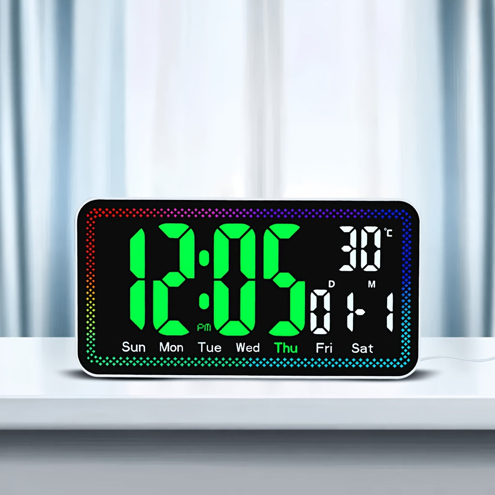 Horloge murale LED 26 cm à bordure lumineuse multicolore