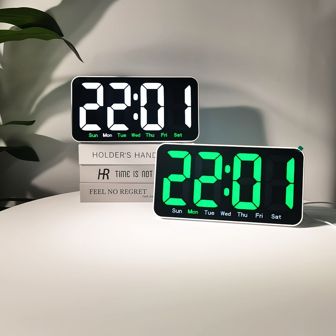 Horloge murale LED 26 cm au cadre blanc et grands chiffres