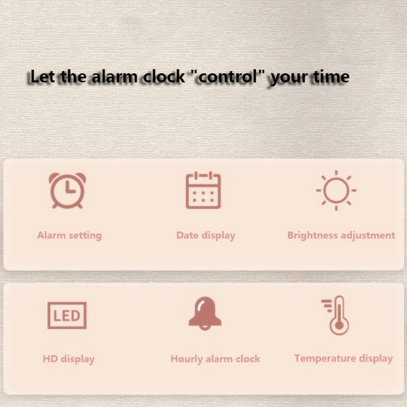 Horloge murale LED noire à secondes et cinq coloris d'écran
