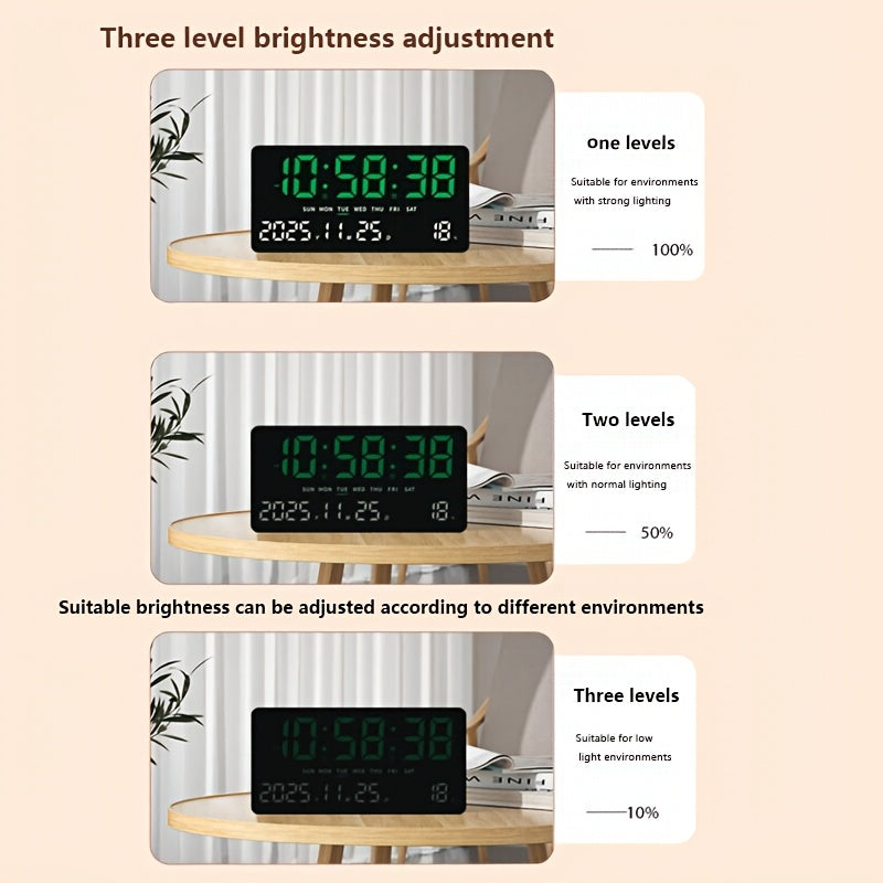 Horloge murale LED noire à secondes et cinq coloris d'écran