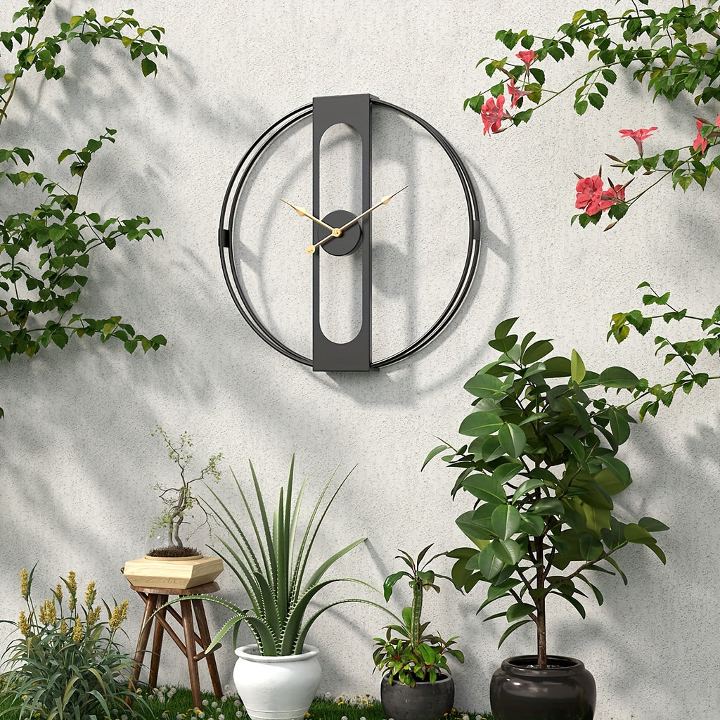 Horloge murale ronde en métal noir Ø 50 cm et relief 3D creux