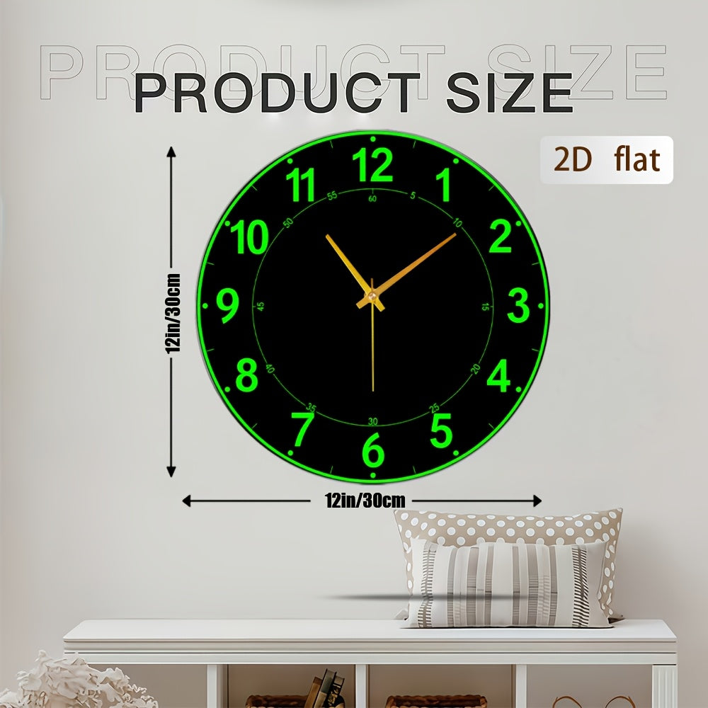 Horloge murale moderne à chiffres verts, cadran ultra-plat
