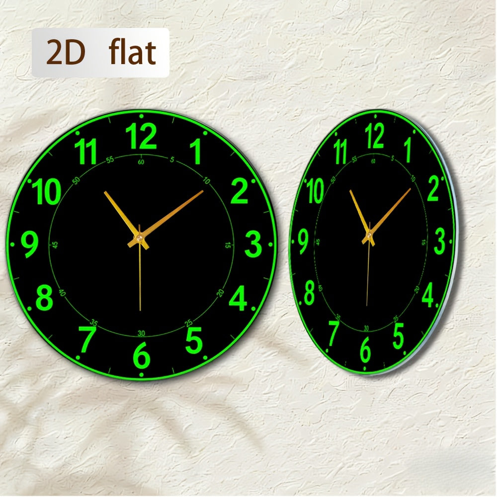 Horloge murale moderne à chiffres verts, cadran ultra-plat