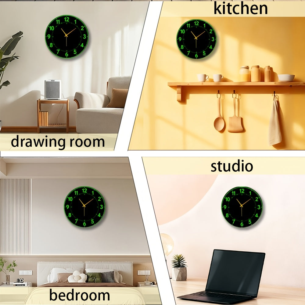 Horloge murale moderne à chiffres verts, cadran ultra-plat
