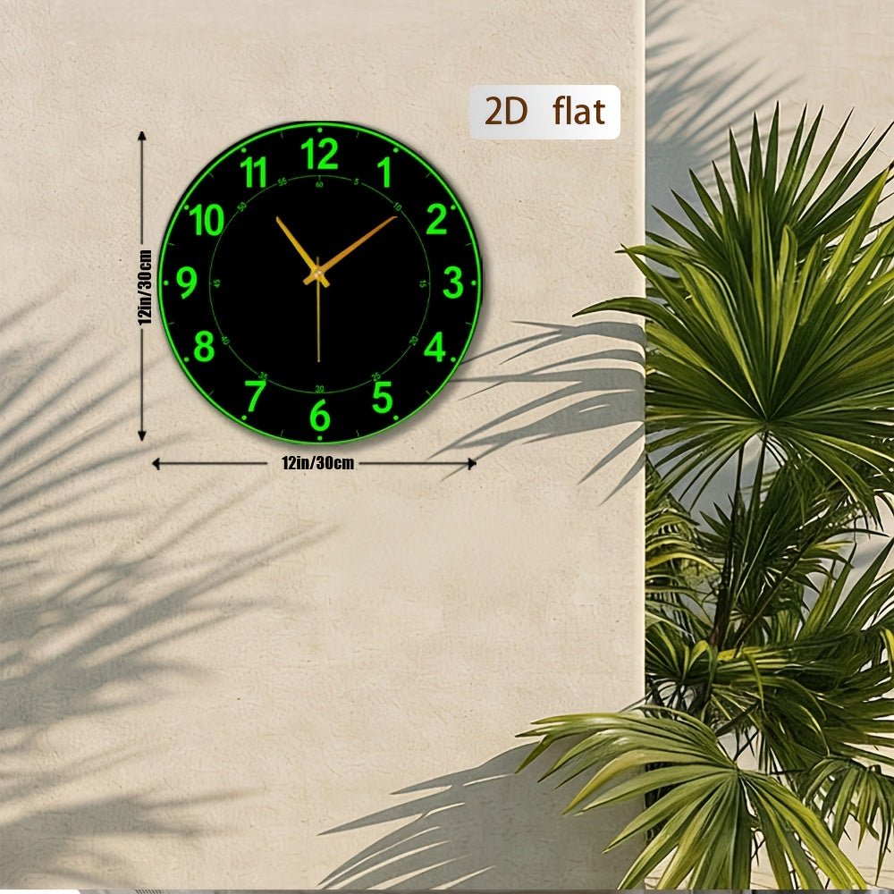 Horloge murale moderne à chiffres verts, cadran ultra-plat