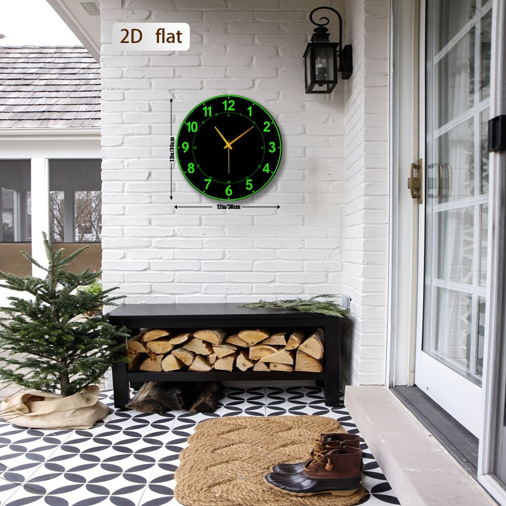 Horloge murale moderne à chiffres verts, cadran ultra-plat