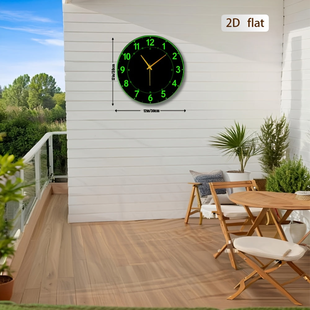Horloge murale moderne à chiffres verts, cadran ultra-plat
