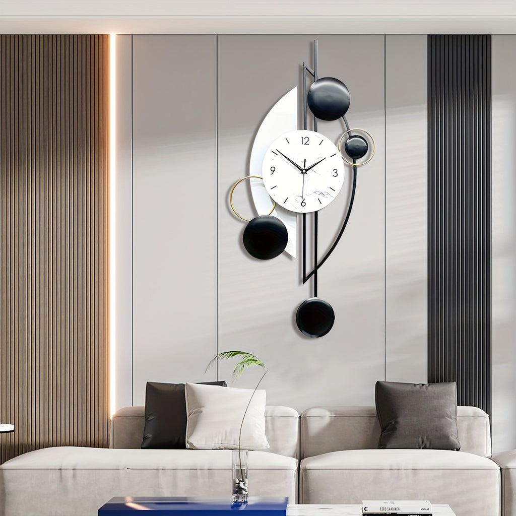 Horloge murale design noir et blanc de 78 cm, finition mate