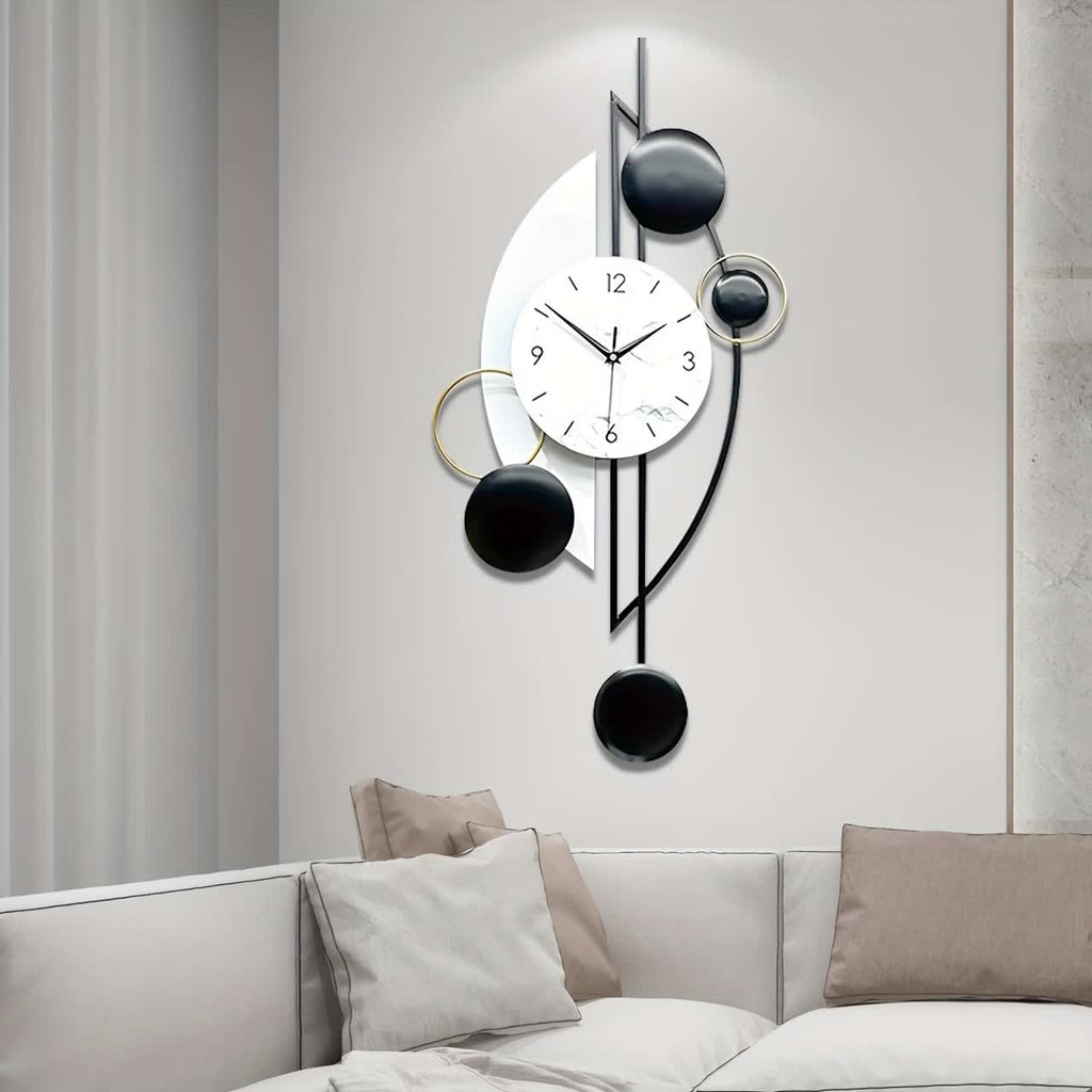 Horloge murale design noir et blanc de 78 cm, finition mate