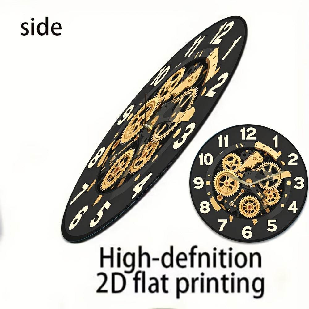 Horloge murale noire à aiguilles dorées, 20 cm pour un bureau