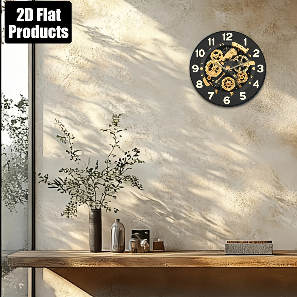 Horloge murale noire à aiguilles dorées, 20 cm pour un bureau