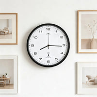 Horloge murale noire radio-pilotée, cadran blanc de 31 cm