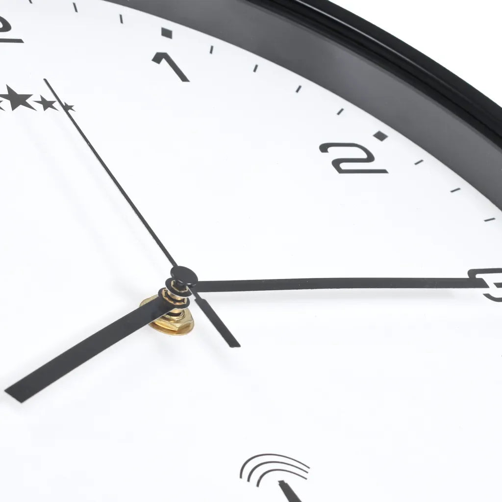 Horloge murale noire radio-pilotée, cadran blanc de 31 cm