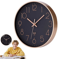 Horloge murale radio-pilotée 30 cm, cadran noir et doré rose