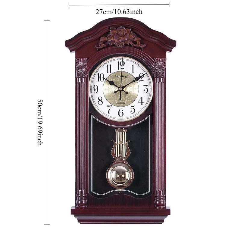 Horloge murale rétro à balancier 27 x 50 cm, 4 coffrets