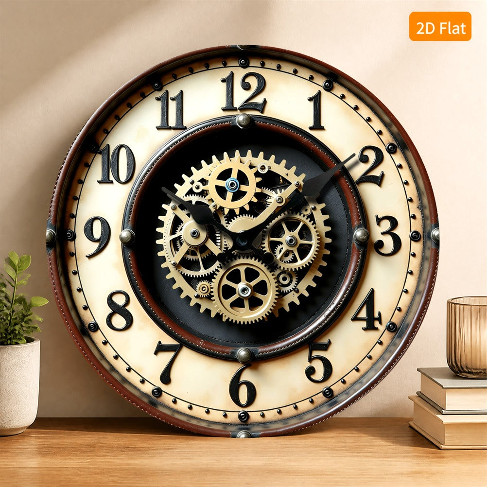 Horloge murale rétro industrielle en bois 30 cm pour cuisine