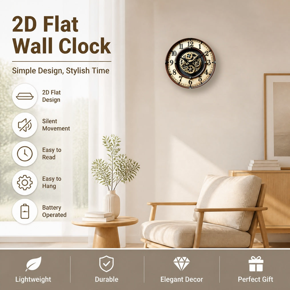 Horloge murale rétro industrielle en bois 30 cm pour cuisine