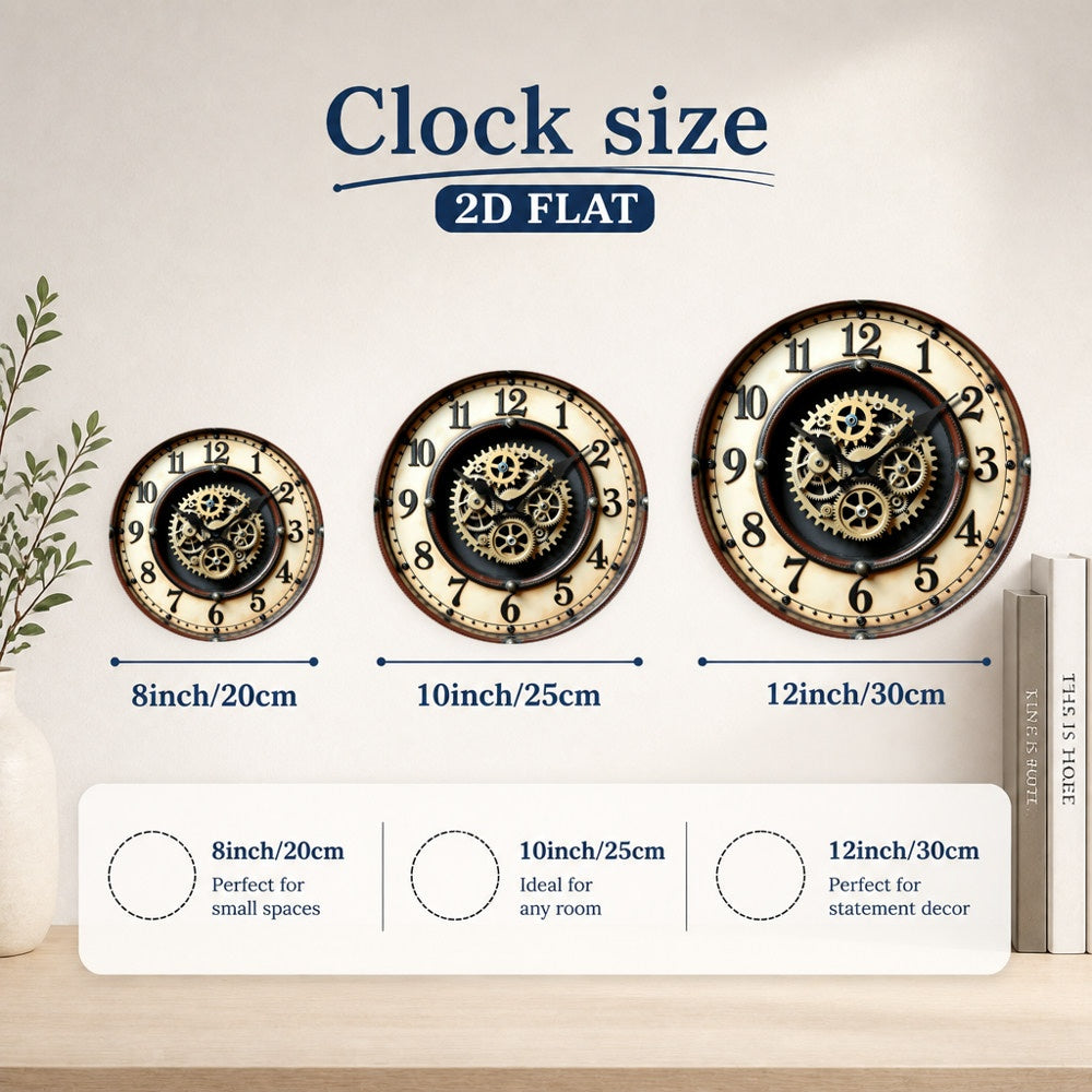 Horloge murale rétro industrielle en bois 30 cm pour cuisine