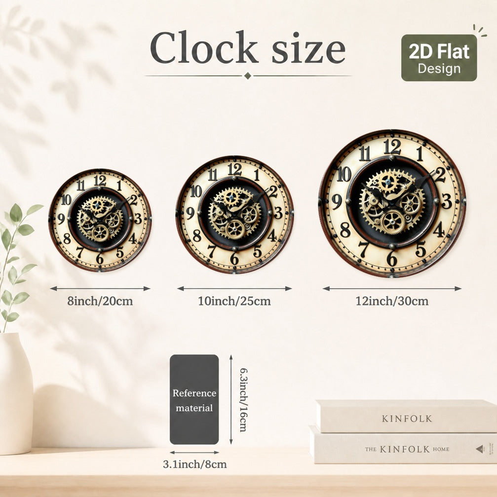 Horloge murale rétro industrielle en bois 30 cm pour cuisine