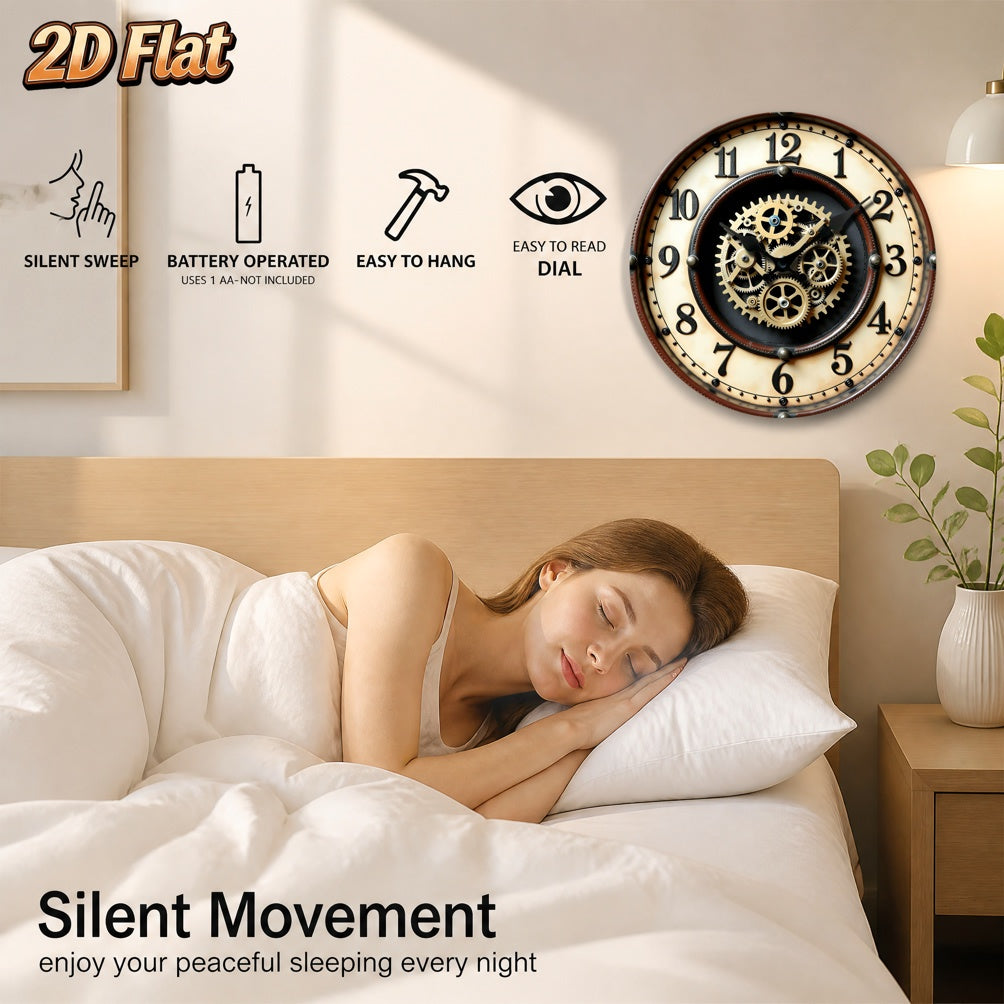 Horloge murale rétro industrielle en bois 30 cm pour cuisine