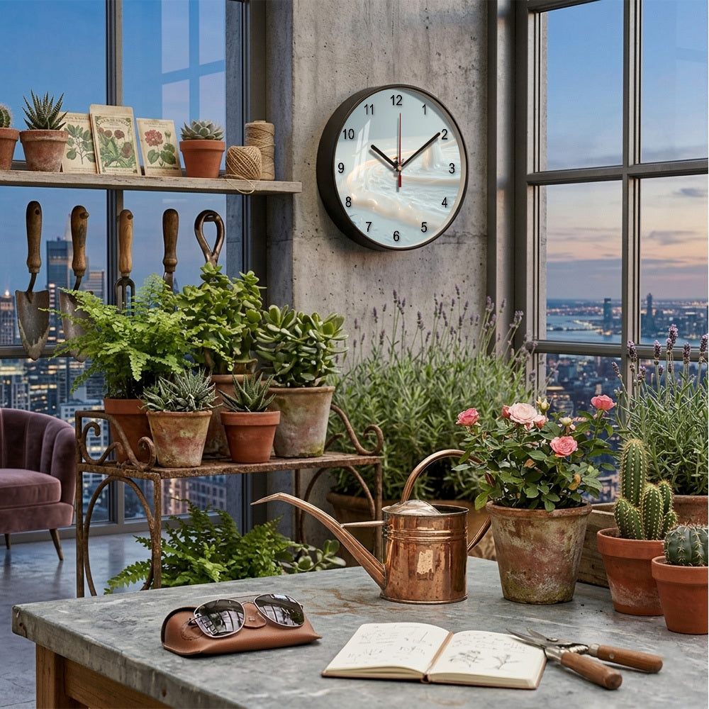 Horloge murale ronde à cadran crème effet matière douce